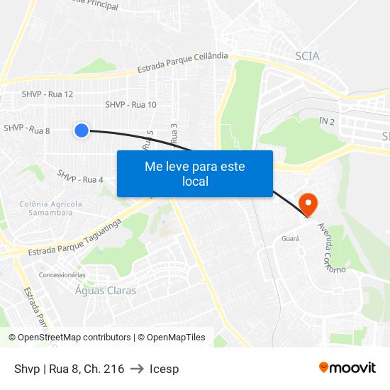 Shvp | Rua 8, Ch. 216 to Icesp map