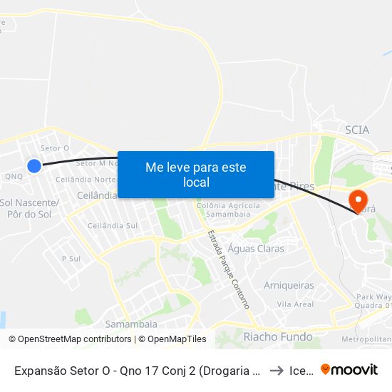 Expansão Setor O - Qno 17 Conj 2 (Drogaria Messias) to Icesp map