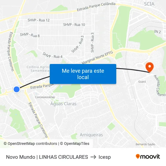 Novo Mundo | LINHAS CIRCULARES to Icesp map