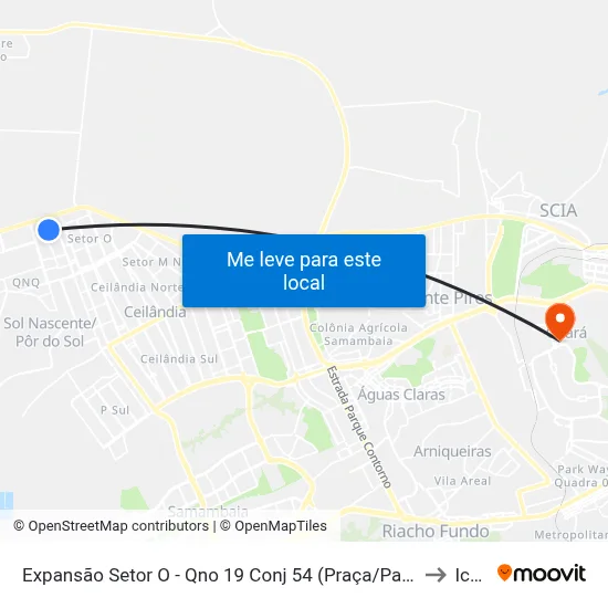 Expansão Setor O - Qno 19 Conj 54 (Praça/Padaria Pão De Mel) to Icesp map