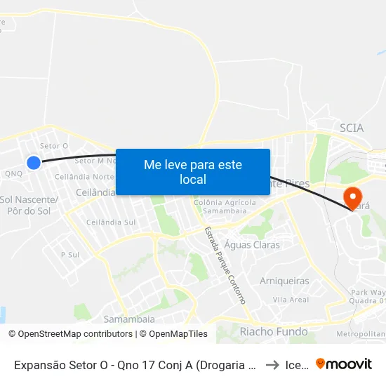 Expansão Setor O - Qno 17 Conj A (Drogaria Messias) to Icesp map