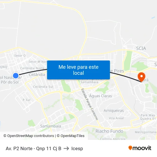 Av. P2 Norte - Qnp 11 Cj B to Icesp map