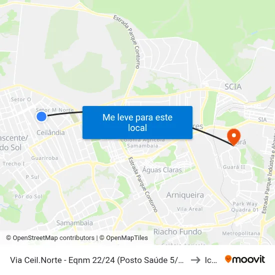Via Ceil.Norte - Eqnm 22/24 (Posto Saúde 5/Fac. Projeção) to Icesp map