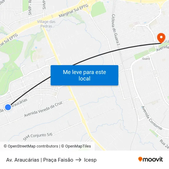Av. Araucárias | Praça Faisão to Icesp map