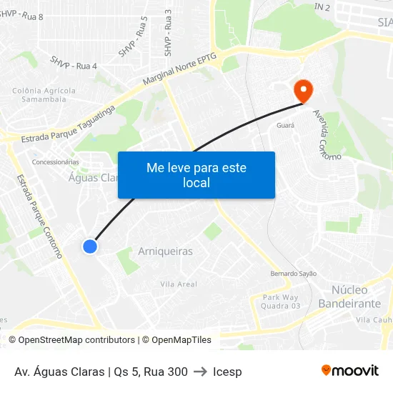 Av. Águas Claras | Qs 5, Rua 300 to Icesp map