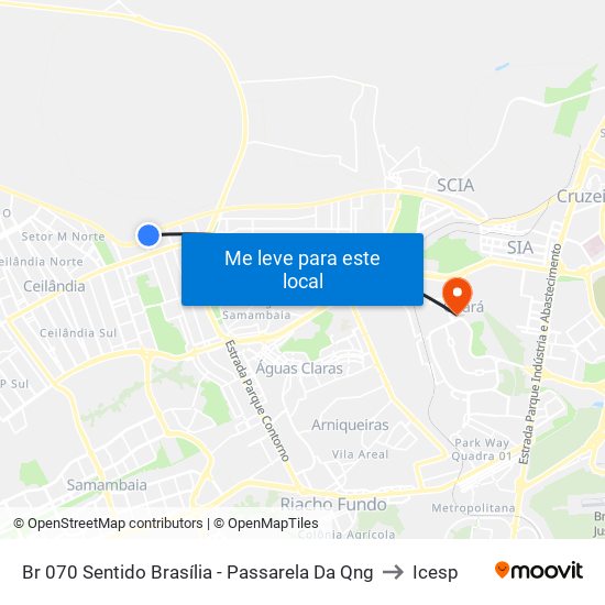 Br 070 Sentido Brasília - Passarela Da Qng to Icesp map