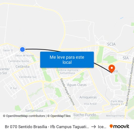Br 070 Sentido Brasília - Ifb Campus Taguatinga to Icesp map