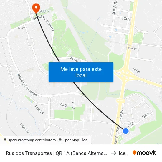 Rua dos Transportes | QR 1A (Banca Alternativa) to Icesp map