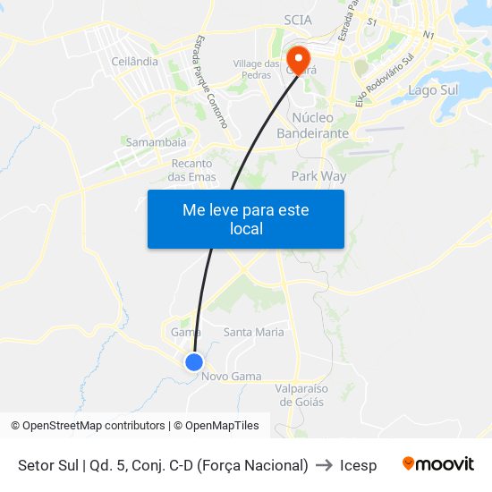 Setor Sul | Qd. 5, Conj. C-D (Força Nacional) to Icesp map