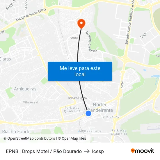 EPNB | Drops Motel / Pão Dourado to Icesp map