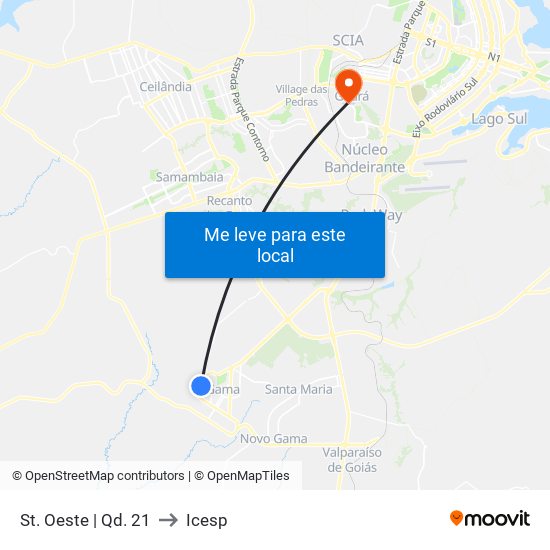 St. Oeste | Qd. 21 to Icesp map