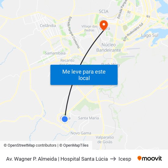 Av. Wagner P. Almeida | Hospital Santa Lúcia to Icesp map