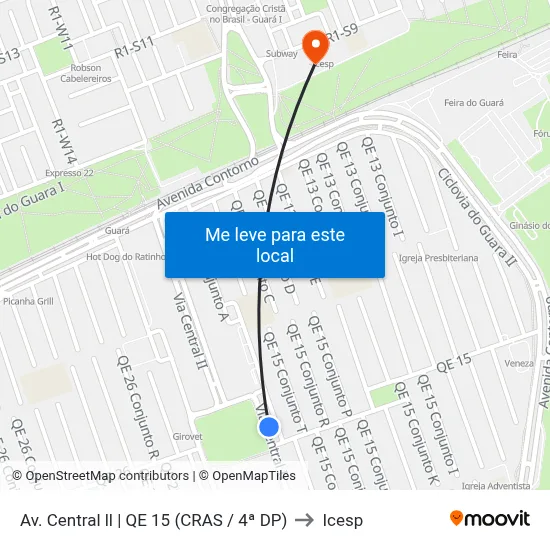 Av. Central ll | QE 15 (CRAS / 4ª DP) to Icesp map