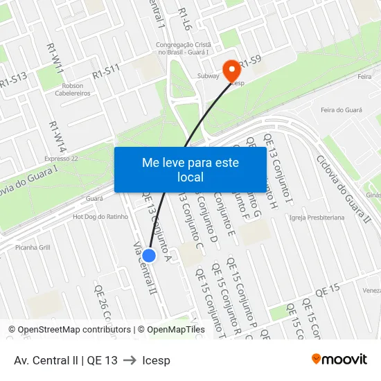 Av. Central ll | QE 13 to Icesp map