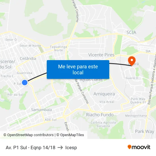 Av. P1 Sul - Eqnp 14/18 to Icesp map