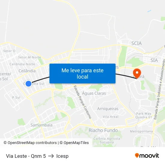 Via Leste - Qnm 5 to Icesp map