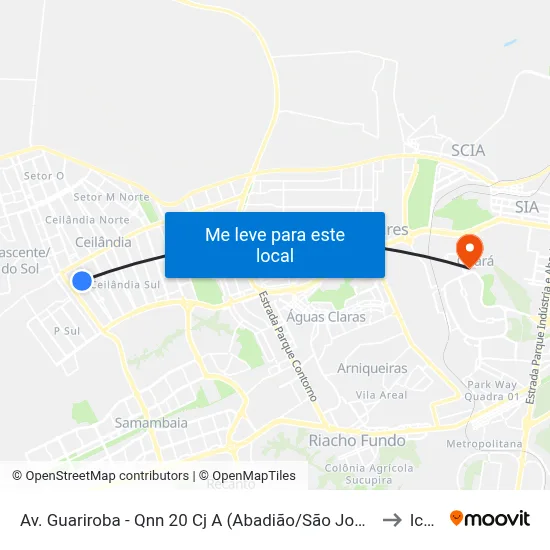 Av. Guariroba - Qnn 20 Cj A (Abadião/São João Do Cerrado) to Icesp map