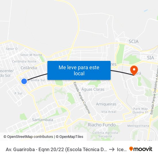 Av. Guariroba - Eqnn 20/22 (Escola Técnica De Ceilândia) to Icesp map