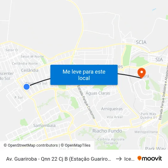 Av. Guariroba - Qnn 22 Cj B (Estação Guariroba/Ec 59) to Icesp map