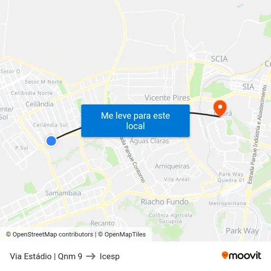 Via Estádio | Qnm 9 to Icesp map