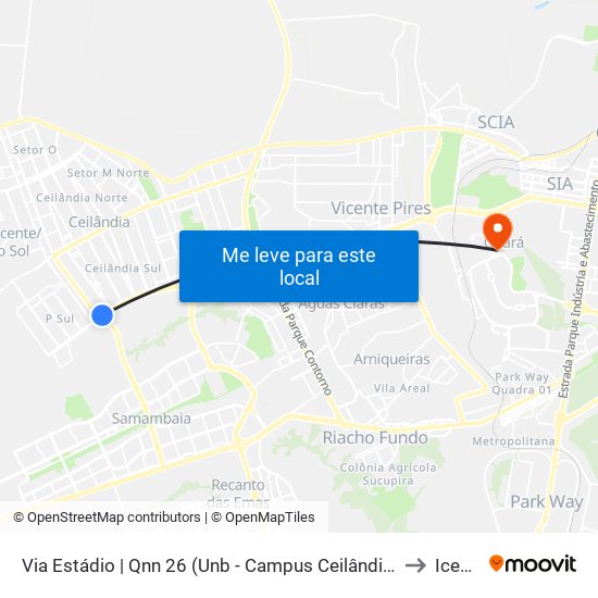 Via Estádio | Qnn 26 (Unb - Campus Ceilândia) to Icesp map