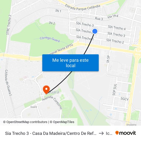 Sia Trecho 3 - Casa Da Madeira/Centro De Referência Do Trabalhador to Icesp map
