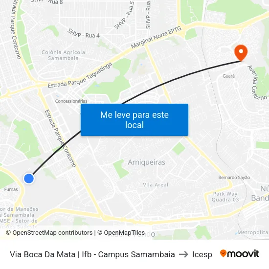 Via Boca Da Mata | Ifb - Campus Samambaia to Icesp map