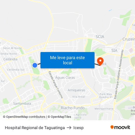 Hospital Regional de Taguatinga to Icesp map