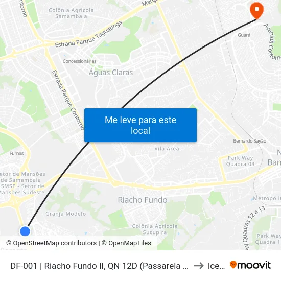 DF-001 | Riacho Fundo II, QN 12D (Passarela da Unire) to Icesp map