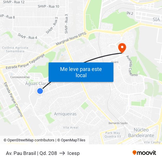 Av. Pau Brasil | Qd. 208 to Icesp map