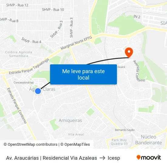 Av. Araucárias | Residencial Via Azaleas to Icesp map