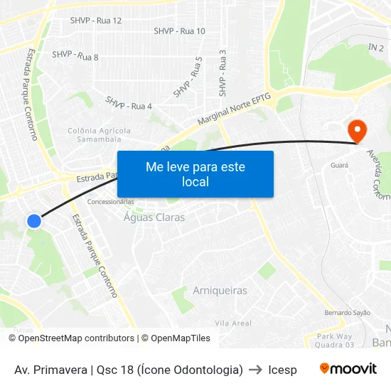 Av. Primavera | Qsc 18 (Ícone Odontologia) to Icesp map