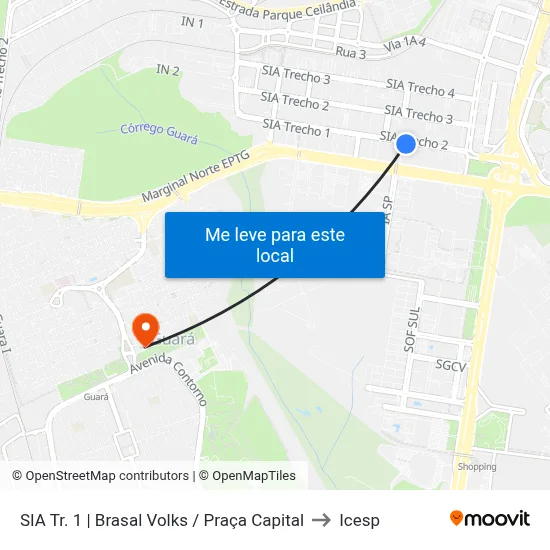 SIA Tr. 1 | Brasal Volks / Praça Capital to Icesp map
