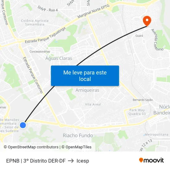 EPNB | 3º Distrito DER-DF to Icesp map