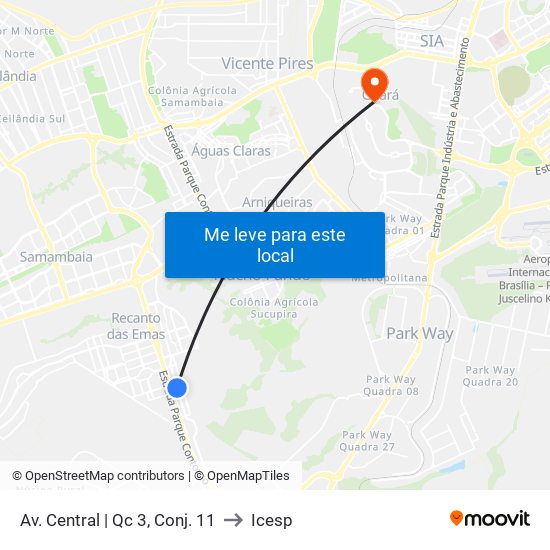 Av. Central | Qc 3, Conj. 11 to Icesp map