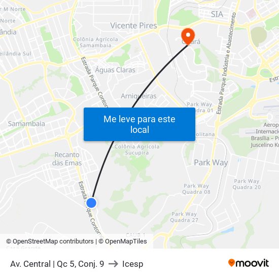 Av. Central | Qc 5, Conj. 9 to Icesp map