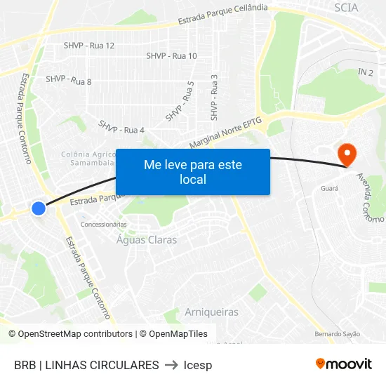 BRB | LINHAS CIRCULARES to Icesp map