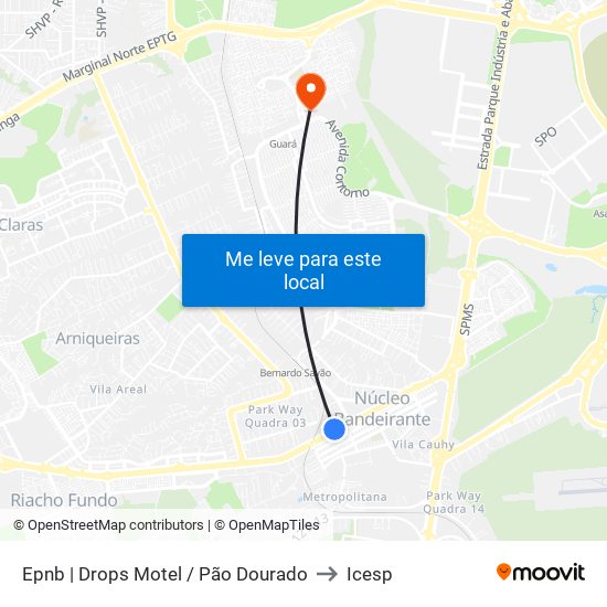 Epnb | Drops Motel / Pão Dourado to Icesp map
