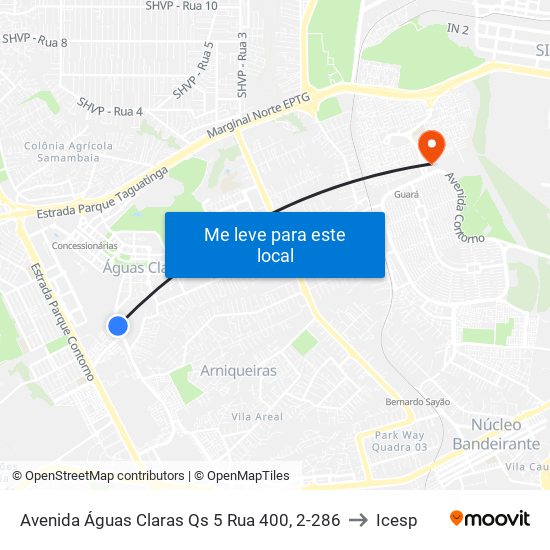 Avenida Águas Claras Qs 5 Rua 400, 2-286 to Icesp map