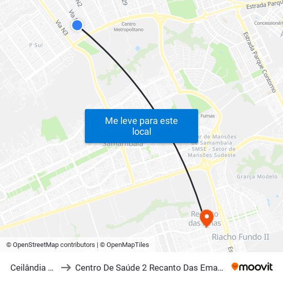 Ceilândia Sul to Centro De Saúde 2 Recanto Das Emas- Df map