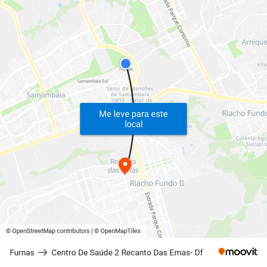 Furnas to Centro De Saúde 2 Recanto Das Emas- Df map