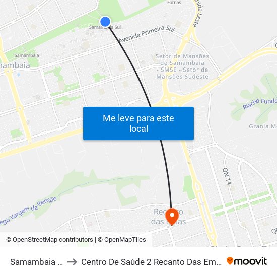 Samambaia Sul to Centro De Saúde 2 Recanto Das Emas- Df map