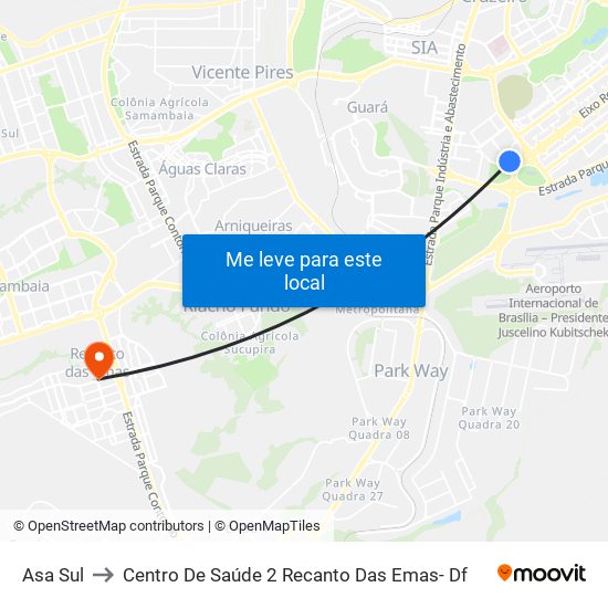 Asa Sul to Centro De Saúde 2 Recanto Das Emas- Df map