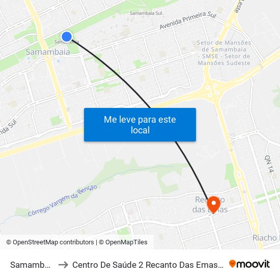 Samambaia to Centro De Saúde 2 Recanto Das Emas- Df map