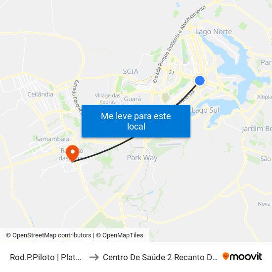 Rod.P.Piloto | Plataforma C to Centro De Saúde 2 Recanto Das Emas- Df map