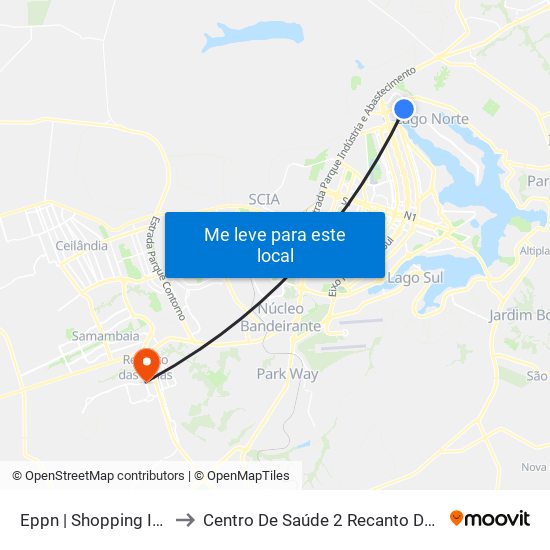 Eppn | Shopping Iguatemi to Centro De Saúde 2 Recanto Das Emas- Df map