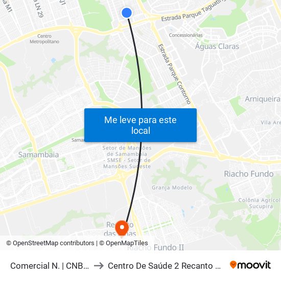 Comercial Norte | Cnb 3 (Inss) to Centro De Saúde 2 Recanto Das Emas- Df map