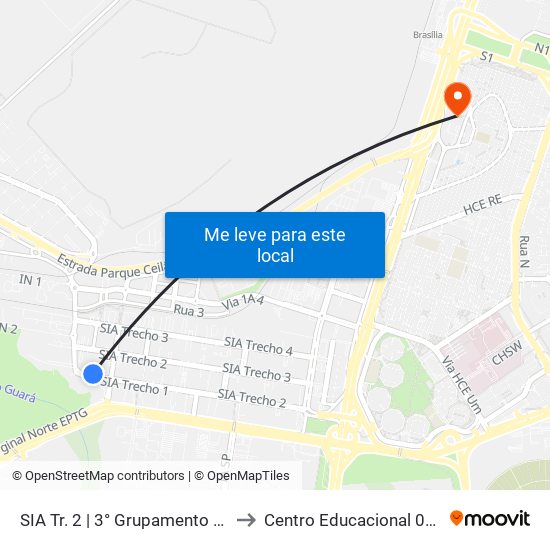 SIA Tr. 2 | 3° Grupamento dos Bombeiros to Centro Educacional 01 Do Cruzeiro map