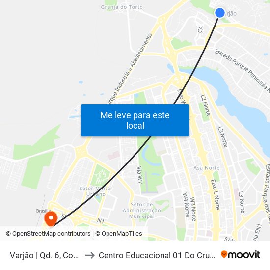 Varjão | Qd. 6, Conj. F to Centro Educacional 01 Do Cruzeiro map