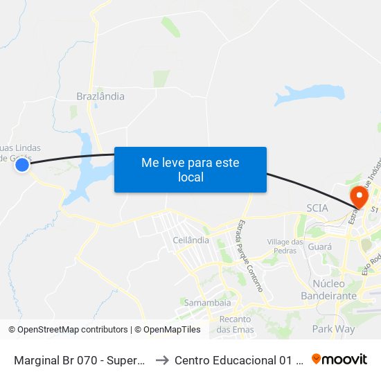 Marginal Br 070 - Supermerc. Tatico to Centro Educacional 01 Do Cruzeiro map